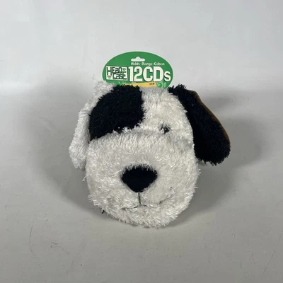 Винтажный плюшевый белый и черный собаки голова чехол 12 CD DVD держатель молнии на голову чехол - Изображение 1 из 4