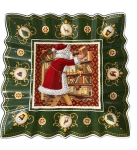 Villeroy & Boch Juguete de Navidad Fantasía Santas Biblioteca Cuadrado Plato para Servir Cuenco - Imagen 1 de 7