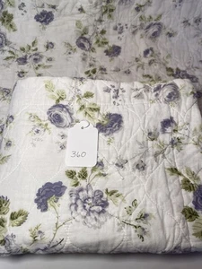 2 Laura Ashley Pillow Shams King Gray Floral Cotton Quilted Cottage Revman 360 - Picture 1 of 14