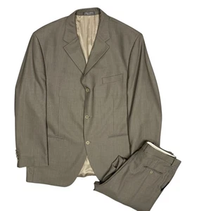 Bellissimo 2pc Suit Zignone Fabric Wool Italy High Twist Brown 3btn 44R 34x33 - Picture 1 of 14