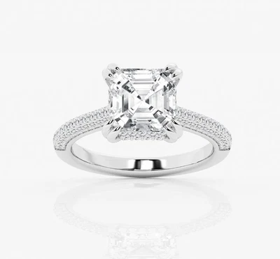 950 Platinum IGI Certified Lab Grown Diamond Engagement Ring 2.50 Ct Asscher Cut - Image 1 of 4
