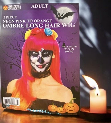 Nueva Peluca de Pelo Largo Ombré Rosa Neón a Naranja Disfraz para Adultos Halloween Juegos con disfraces  Foto 1 de 2