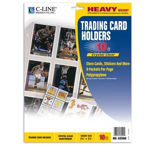 C-Line Trading Card Holder Refill Pages 10/Pk 9"X11-1/4" Office Collector Sports - Picture 1 of 2