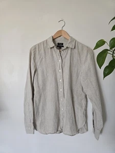 BAIRD McNUTT Irish Linen For J. Crew Womens Size 4 Top Natural Button Down Top - Picture 1 of 7