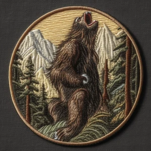 Aplique de hierro Sasquatch rugiente parche de pie grande insignia leyenda folclore mito - Imagen 1 de 12