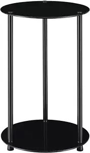 Designs2Go Classic Glass 2 Tier round End Table 15.75" - Modern Side Table for L - Picture 1 of 5
