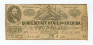 1862 CT-42 $2 Los Estados Confederados de América (CTFT.) Nota - Era GUERRA CIVIL - Imagen 1 de 2