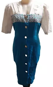 Vintage 1980s 1990s S - M Oversized Buttons Power Dress - Picture 1 of 7