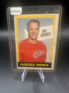 1969-70 O-Pee-Chee Gordie Howe Mr. Hockey ERROR card - no # Detroit Red Wings - Bild 1 von 2