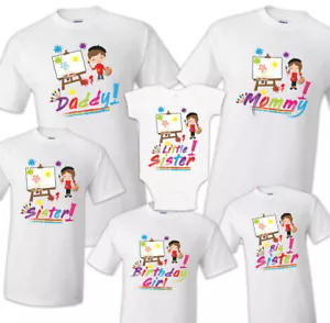 Art Painting Family Matching Birthday T-shirts Shirt Celebration kids Coloring - Picture 1 of 12
