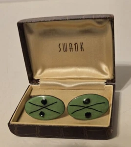Unusal Vintage SWANK 1960's AVANT-GARDE MCM MID-CENTURY MOD Enamel CUFFLINKS Art - Picture 1 of 8