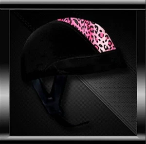 Faux Fur Pink Leopard Stripe Skinners Helmet Cover For DOT C w/ Visor DOT Helmet - Bild 1 von 4