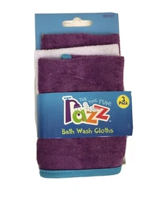 Razz Tub Time Fun Baby Bath Wash Cloths 3 Pack Purple White - Picture 1 of 4