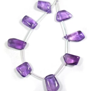 Natural Blue Amethyst Top Drilled Tumble Smooth Gemstone 6.5" Beads For Jewelry - Picture 1 of 6