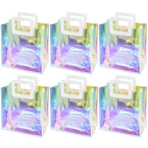 Holographic Iridescent Bags Small Birthday Gift Bag 8.3 x 8 x 4 Inch Clear Re... - Picture 1 of 7