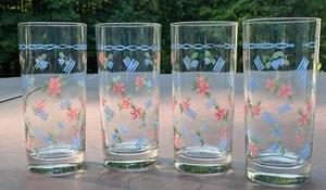 Pfaltzgraff 4 Bonnie Brae große Becher rosa Blumen blaue Linie neuwertig - Bild 1 von 9
