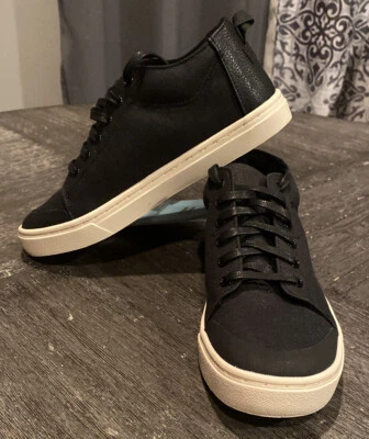 Новый с ярлыками мальчиков черный Lenny средний текстурный холст Toms шнурует вверх кроссовки теннисные туфли 2Y - Изображение 1 из 4