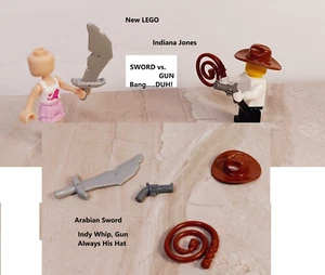 New LEGO Indiana Jones Costume Weapon Set SWORD vs GUN Pistol WHIP Hat Brown - Picture 1 of 1