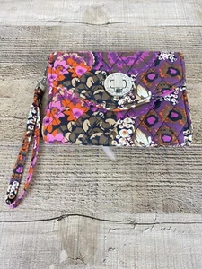 Vera Bradley Wristlet Floral Wallet Purple Red Brow - Picture 1 of 18