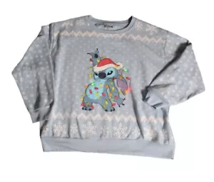 Disney Lilo & Stitch Light Up Ugly Christmas Sweatshirt Women’s 2XL Blue Crew  - Picture 1 of 8
