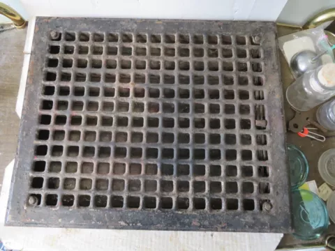 Vintage Metal Cold Air Return Floor Grate Register Vent Heating Cooling Louvered Cover