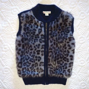 J.Crew Crewcuts Size 4-5 Toddler Girl Faux Fur Animal Print Sweater Vest - Picture 1 of 10