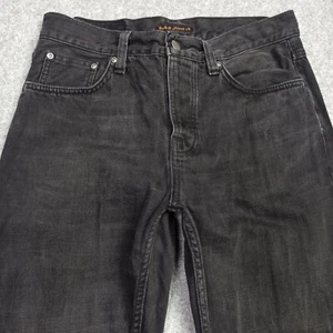 Nudie Jeans STEADY-EDDIE-II Mens W31 L30 Black-Change Regular Tapered Button Fly - Picture 1 of 13