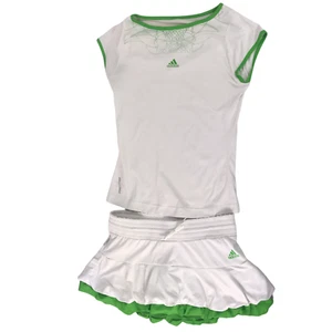 Adidas Adizero Golf Tennis Outfit Set. White Green Tank Top and Skirt Girl's S - Picture 1 of 12