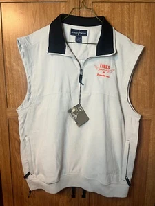 Arnold Palmer Golf Vest Men's Large Beige "Finks Quality Cars" NWT 1/4 zip - Picture 1 of 9