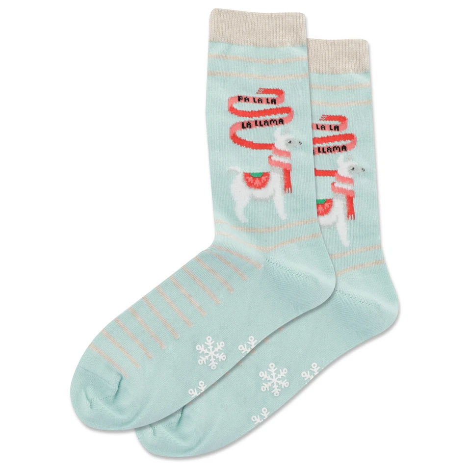 Fuzzy Fa La La Llama Non-Skid Women's Crew Socks Size 9-11 Hot Sox Fashion New - Image 1 of 1