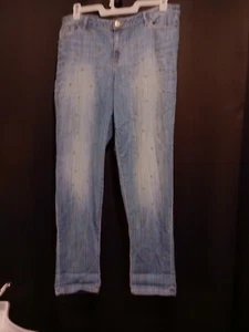 Lane Bryant Low Rise Boyfriend Jeans helle Waschung mit goldenen Tupfen Größe 16 - Bild 1 von 8