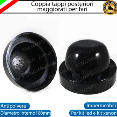 COPPIA TAPPI POSTERIORI MAGGIORATI DIAMETRO 100mm X KIT LED E XENON H7 H4 H11 H8 - Immagine 1 di 4