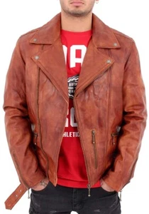 Aviatrix Men's Nevada Timber Leather Biker Style Jacket - Urban Designer Wear - Picture 1 of 5