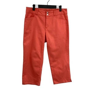 Chaps Capri Pants Womens Size 10 Red Cotton Pockets Pull On Straight Leg Slit - Picture 1 of 20