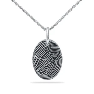 Sterling Silver Oval Custom Fingerprint Pendant/Necklace Cremation Urn for Ashes - Picture 1 of 3