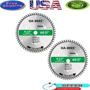 Durable 6-1/2 Inch 60T TCT Circular Saw Blades with 5/8 Inch Arbor - 2-Pack - Picture 1 of 2