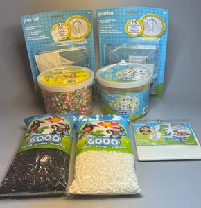 NEW SEALED Perler Beads Lot: 2 Buckets, Interlocking Peg Boards, Ironing Paper - Picture 1 of 12