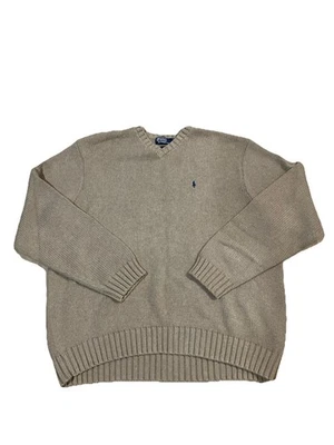 Polo Ralph Lauren 100% Algodón Pullover Cuello en V XXL Beige Foto 1 de 4
