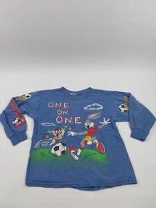 Maglia Vintage Looney Tunes Bugs Bunny Taz Calcio Wild Oats Gioventù RARA - Foto 1 di 8