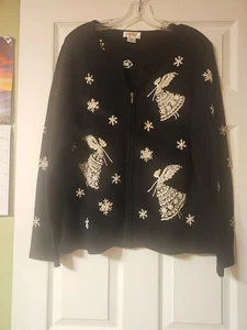 Suéter/Cárdigan Vintage Talbots Talla XL Angora Lana de Cordero Navidad Ángel - Imagen 1 de 9