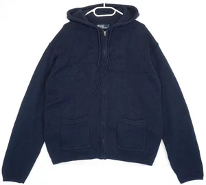 Polo Ralph Lauren vintage blu navy maglia full zip cappuccio uomo XL - Foto 1 di 6