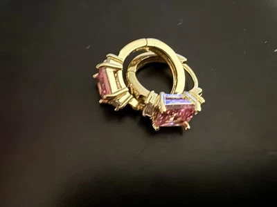 Pink CZ Diamond Emerald Earrings $25 - Image 1 of 4