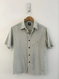 Men’s Y2K Hang Ten Seersucker Striped Shirt Green White Button Down Size Small - Picture 1 of 6