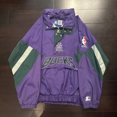 Мужская винтажная стартовая куртка-пуховик Milwaukee Bucks размер большой — отличное состояние товара - Изображение 1 из 4