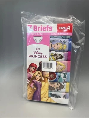 Disney Princess Little Girls 7 Pack Briefs Size 4 New - Image 1 of 3