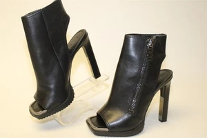 DKNY Womens 5.5 M 35.5 B Black Leather Peep Toe High Heel Booties - Picture 1 of 24