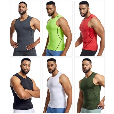 Sports Vest Men's Tight Fitting Fitness Training Running Speed Drying Basketball - Image 1 of 4