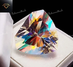 16.40Ct Lab-Certified Sparking Mystic Quartz Rainbow Trillion Cut Loose Gemstone - Picture 1 of 9