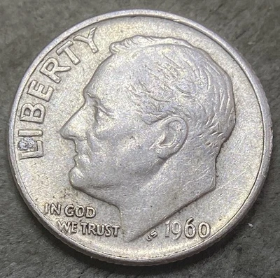 1960-D Roosevelt Dime — Large Die Chip + Machine Doubling on Mintmark - Image 1 of 4