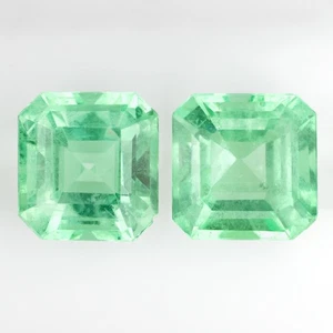 4.69ct EMERALD PAIR STUD DROP EARRINGS ASSCHER CUT SQUARE LOOSE NATURAL PASTEL - Picture 1 of 1